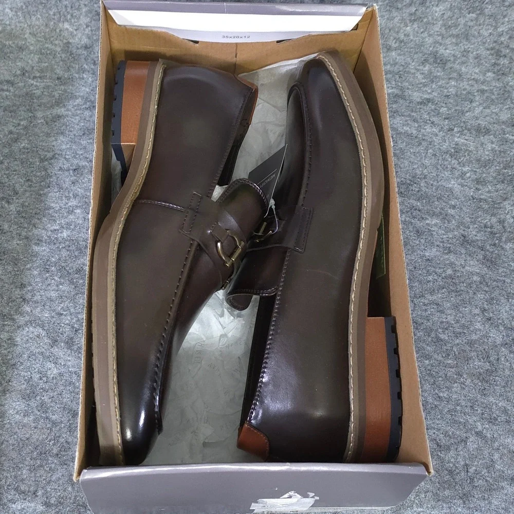 Van Heusen Grayson Mens Brown Bit Loafers Memory Foam Dress Shoe Size 10.5M nwob